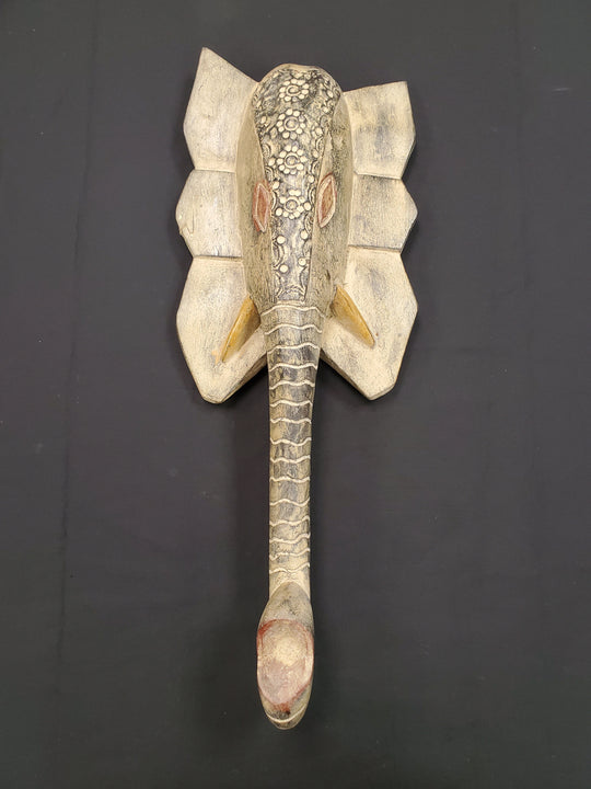 Hand Carved African Elephant Mask, Made in Ghana