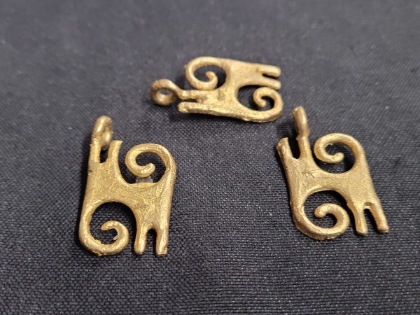 African brass pendant, 3 Adinkra symbol pendants