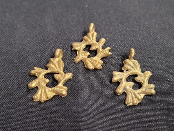 African brass pendant, 3 Adinkra symbol pendants