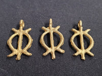 African brass pendant, 3 Adinkra symbol pendants