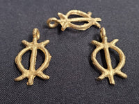 African brass pendant, 3 Adinkra symbol pendants