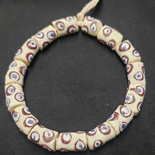 African glass beads, evil eye beads, AAB# 1580