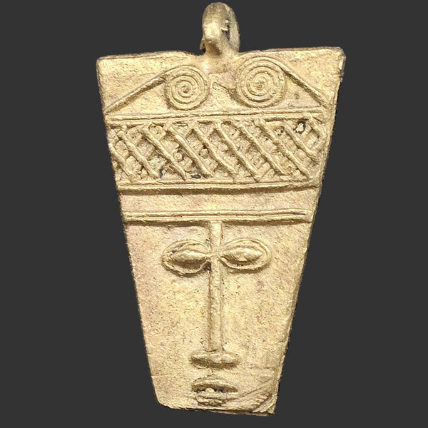 African Brass Pendant, Ancient tribal mask pendant, Ghana Brass Pendants, Ashanti brass pendant