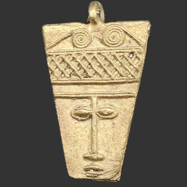 African Brass Pendant, Ancient tribal mask pendant, Ghana Brass Pendants, Ashanti brass pendant