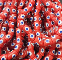 Painted African Recycled Glass Beads - Small Tube Beads #1108