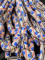Handcrafted Painted African Recycled Glass Beads - Small/Medium Tube Beads #1211