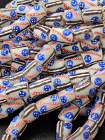 Handcrafted Painted African Recycled Glass Beads - Small/Medium Tube Beads #1211
