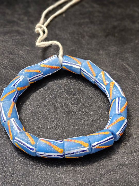 Painted African Recycled Glass Beads - Medium Tube Beads #1310