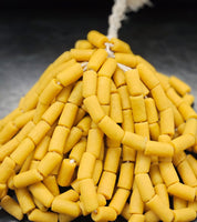 Krobo Yellow Glass Beads | African Trade Beads Ghana | Large Hole Strand