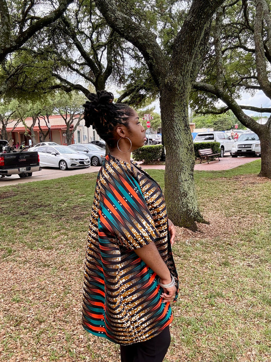 AMARA Vibrant African Print Kimono Jacket – Multicolor Ankara Open Front Duster