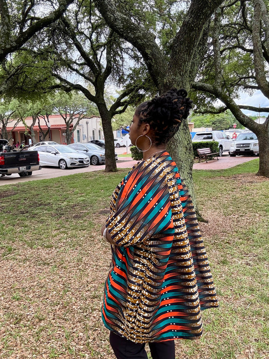 AMARA Vibrant African Print Kimono Jacket – Multicolor Ankara Open Front Duster