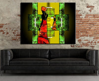 African Lady Canvas Wall Art, Ethnic Retro Art, African Lady, African Abstract Wall Art, Gallery Wrap Or Floating Frame