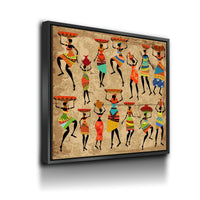 African Women Canvas Wall Art, African Tribal Art, African Decor, African Art, Grunge Ethnic Art, Dancing African Ladies