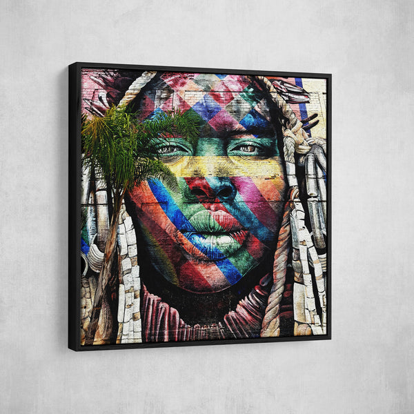 Rio de Janeiro Graffiti Street Art, Canvas Wall Art, African Wall Decor, Rio de Janeiro Art, Brazil Decor, African Woman Art, Ethnic Art
