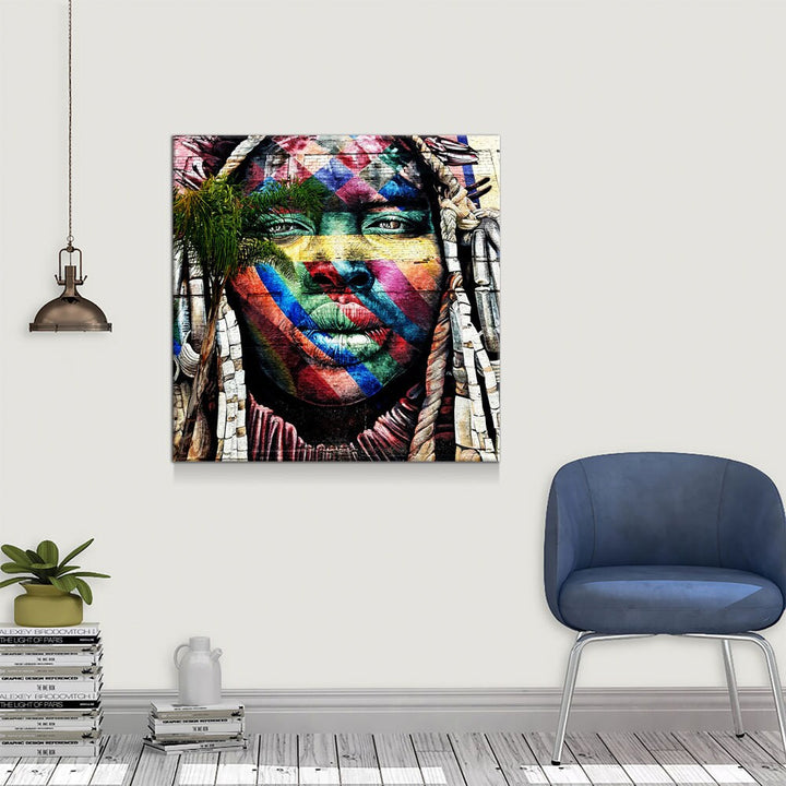 Rio de Janeiro Graffiti Street Art, Canvas Wall Art, African Wall Decor, Rio de Janeiro Art, Brazil Decor, African Woman Art, Ethnic Art
