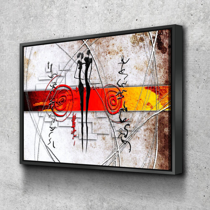 African Couple Canvas Wall Art, Ethnic Retro Art, African Couple, African Abstract Wall Art, Gallery Wrap Or Floating Frame