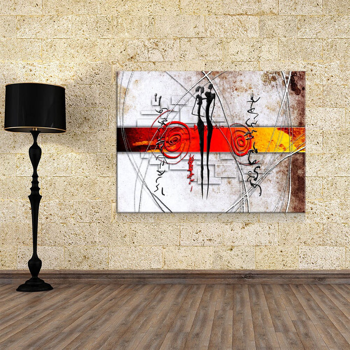 African Couple Canvas Wall Art, Ethnic Retro Art, African Couple, African Abstract Wall Art, Gallery Wrap Or Floating Frame
