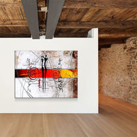 African Couple Canvas Wall Art, Ethnic Retro Art, African Couple, African Abstract Wall Art, Gallery Wrap Or Floating Frame
