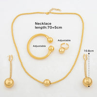 African Fashion 18K Gold Plated Jewelry Set Big Beads Earrings Chain Necklace Dubai Luxury Stud Earrings New Fashion Party Gift