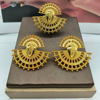 Earrings and Ring Jewelry Set for Women African 18k Gold Color Earrings with Finger Ring 2Pcs Set for Party Ethiopia Daily Wear
