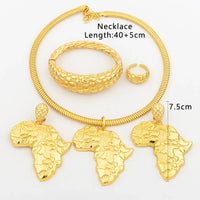 African Gold Color Jewelry Set for Women Large Earrings and Pendant Italian Luxury Necklace Bangle Ring Weddings Jewellery Gift