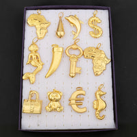 Gold Color Hip Hop Personality Pendant African Map Mermaid Dollar Euro Shape Pendant Party Jewelry Birthday Gifts