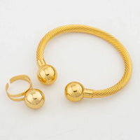 African Fashion 18K Gold Plated Jewelry Set Big Beads Earrings Chain Necklace Dubai Luxury Stud Earrings New Fashion Party Gift