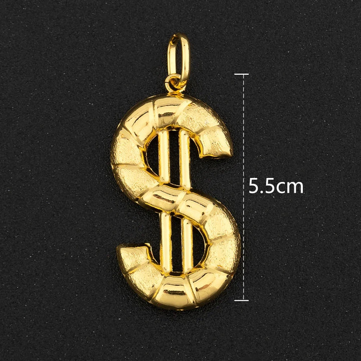 Hip Hop Personality Pendant Gold Color African Map Mermaid Dollar Euro Shape Pendant for Women Men Luxury Copper Chain Jewelry