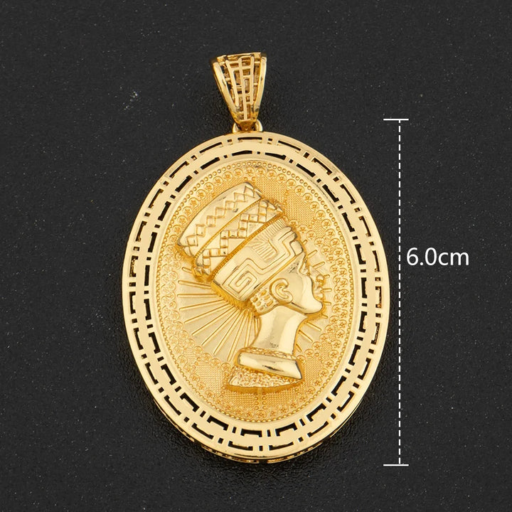 Hip Hop Personality Pendant Gold Color African Map Mermaid Dollar Euro Shape Pendant for Women Men Luxury Copper Chain Jewelry
