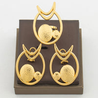 Lovely Earrings with Ring Set for African Bridal 18k Gold Color Clip Earrings and Finger Ring Elegant Dubai Jewelry Accessories
