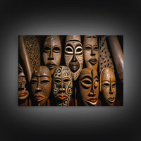 African Traditional Masks Framed Canvas Wall Art | Canvas Print Decor for Home & Office Decoration I Ready To Hang Canvas Print