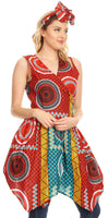 Sakkas Vale Womens African Ankara Sleeveless Short Cocktail Wrap Dress with Pocket