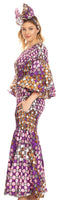 Sakkas Zarah Women's African Ankara Body-con Off shoulder Mermaid Pocket Dress