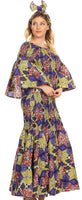 Sakkas Zarah Women's African Ankara Body-con Off shoulder Mermaid Pocket Dress