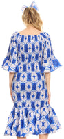 Sakkas Zarah Women's African Ankara Body-con Off shoulder Mermaid Pocket Dress