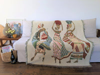 DaDa Bedding Elegant Tapestry Throw Blanket, Dancing Women African Dreams - 50” x 60” (7173)