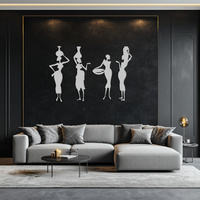Black Metal African Women Tribal Silhouette Wall Art Four Piece