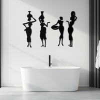 Black Metal African Women Tribal Silhouette Wall Art Four Piece