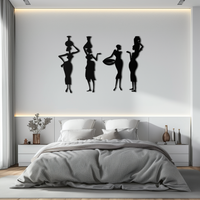 Black Metal African Women Tribal Silhouette Wall Art Four Piece