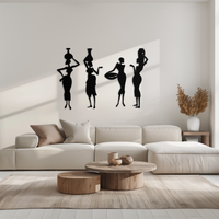Black Metal African Women Tribal Silhouette Wall Art Four Piece