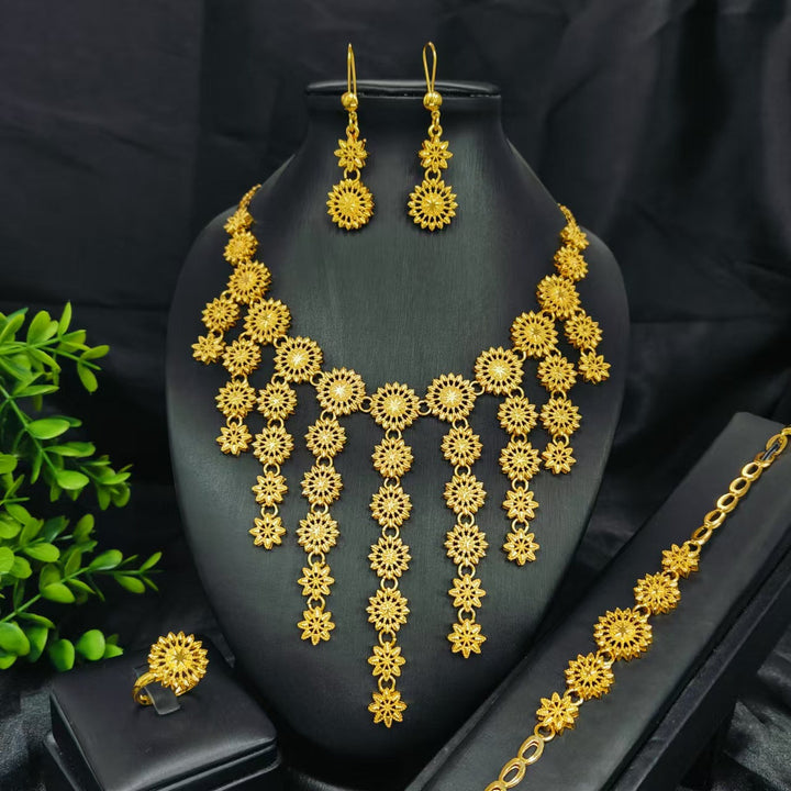 Leaves Full Diamond African Gold Bridal Jewelry Set