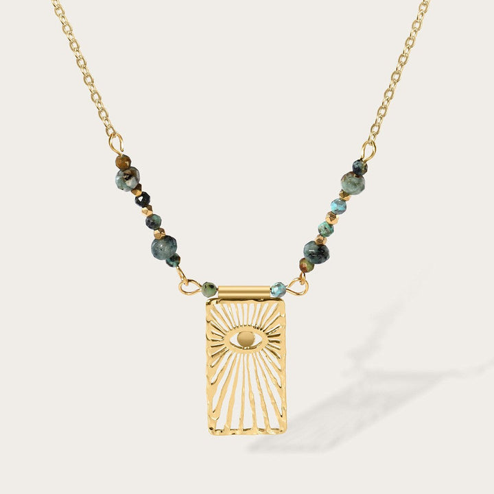 Women's Natural Stone Retro Style Gold-plated African Turquoise Necklaces