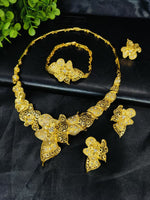 Leaves Full Diamond African Gold Bridal Jewelry Set