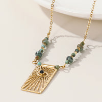 Women's Natural Stone Retro Style Gold-plated African Turquoise Necklaces