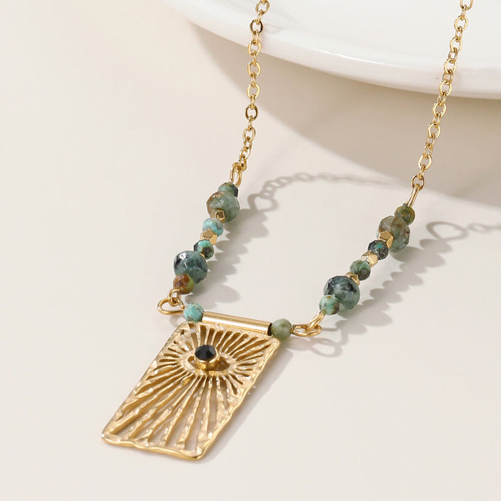 Women's Natural Stone Retro Style Gold-plated African Turquoise Necklaces