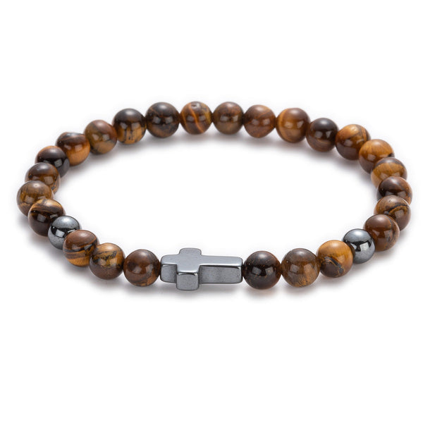 Magnet Cross African Pine Map Stone Multicolor Bracelets