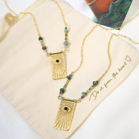 Women's Natural Stone Retro Style Gold-plated African Turquoise Necklaces
