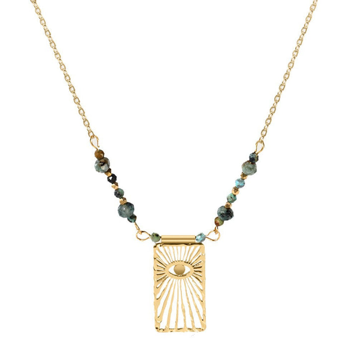 Women's Natural Stone Retro Style Gold-plated African Turquoise Necklaces
