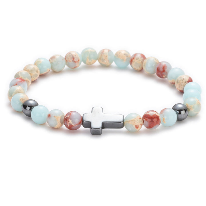 Magnet Cross African Pine Map Stone Multicolor Bracelets