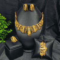 Leaves Full Diamond African Gold Bridal Jewelry Set